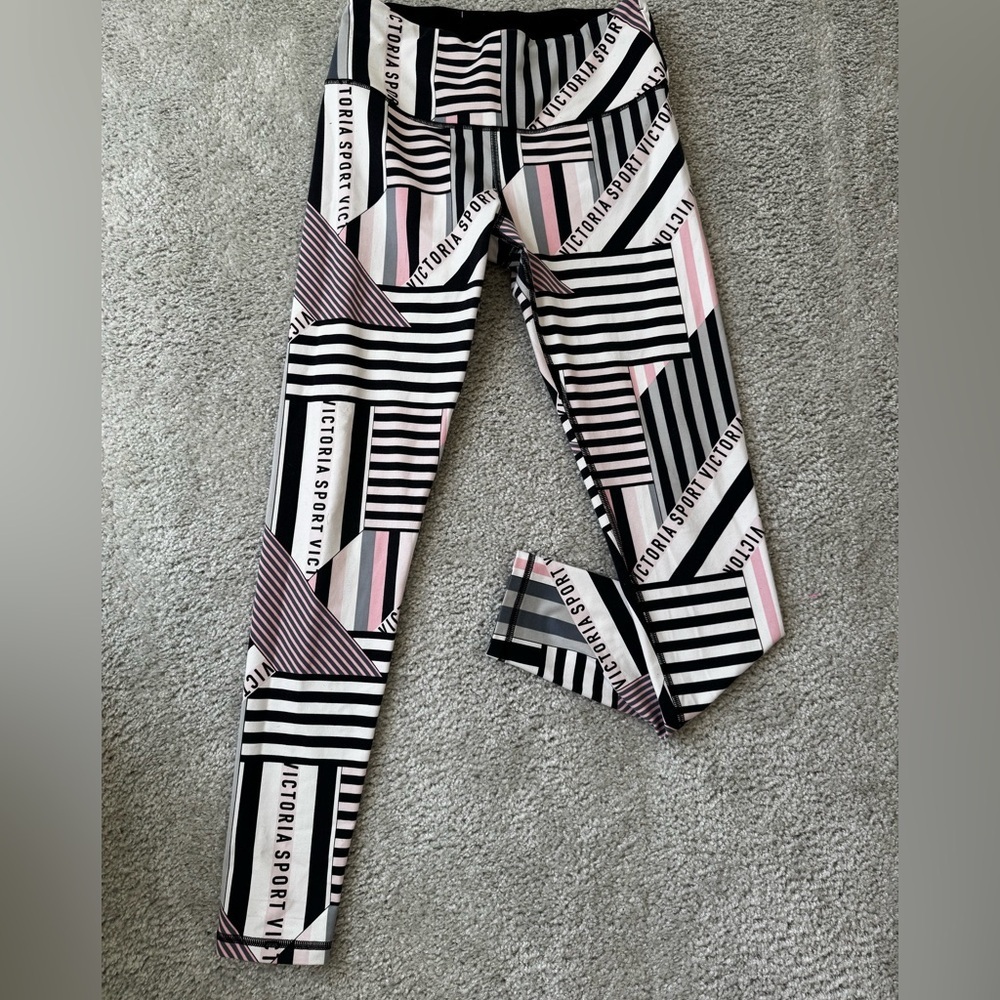 Victoria's Secret Y2K Sport Black and Gray/Pink Leggings